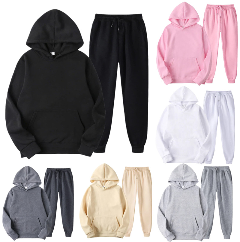 Autumn and Winter New Cross-Border Fleece Sweatshirt Set Casual Hoodie Sweatshirt Men's Two-Piece Suit Manufacturer Wholesale