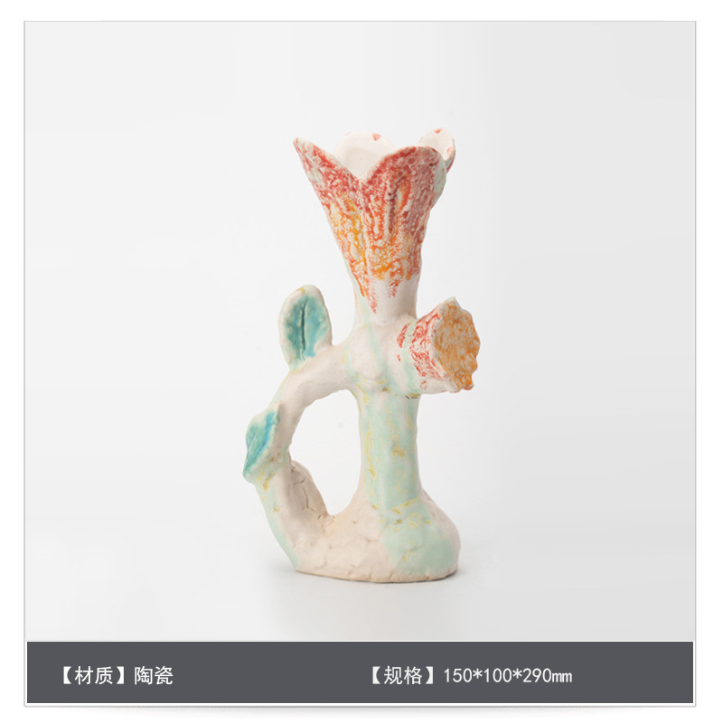 中世スタイルのセラミックフラワー花瓶装飾アートB&Bモデルルームゲストテーブルハイエンドフラワーアレンジメント装飾|undefined