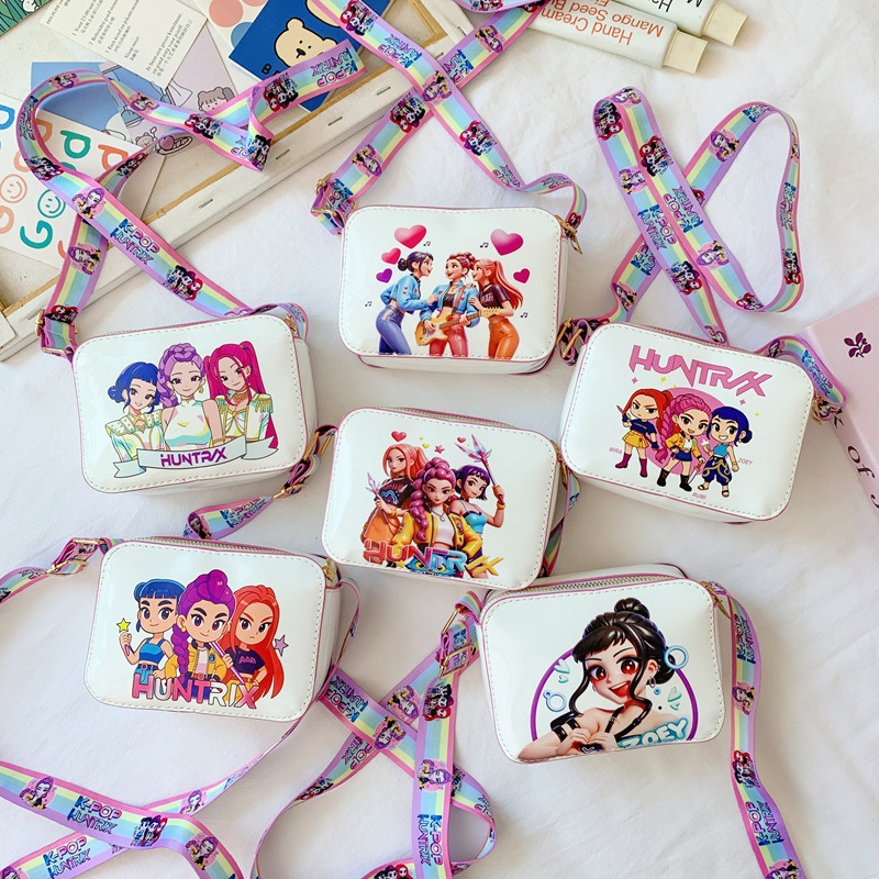 New children's crossbody bag with cartoon girl group print, mini shoulder bag, fashionable handbag for girls, cute trendy bag