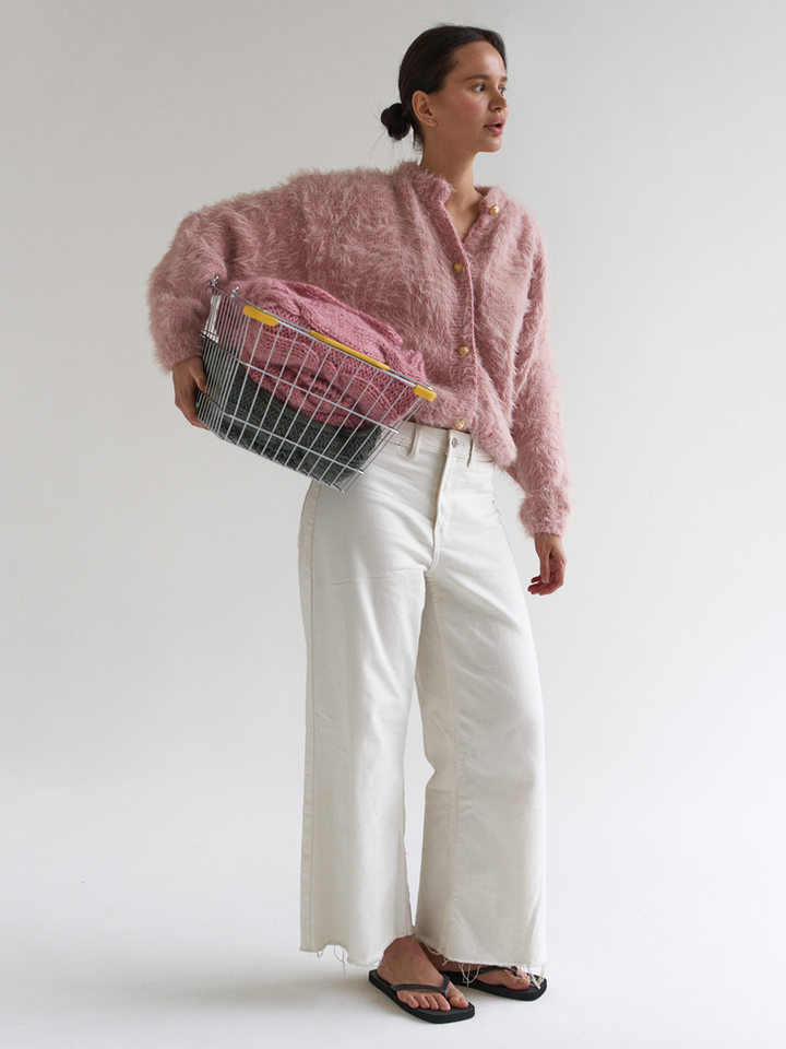 Áo cardigan len dệt kim dáng suông cổ tròn tay dài cài nút phong cách Hàn Quốc — Màu nâu, Xanh quân đội, màu hồng, Đỏ (Còn hàng) chi tiết 31