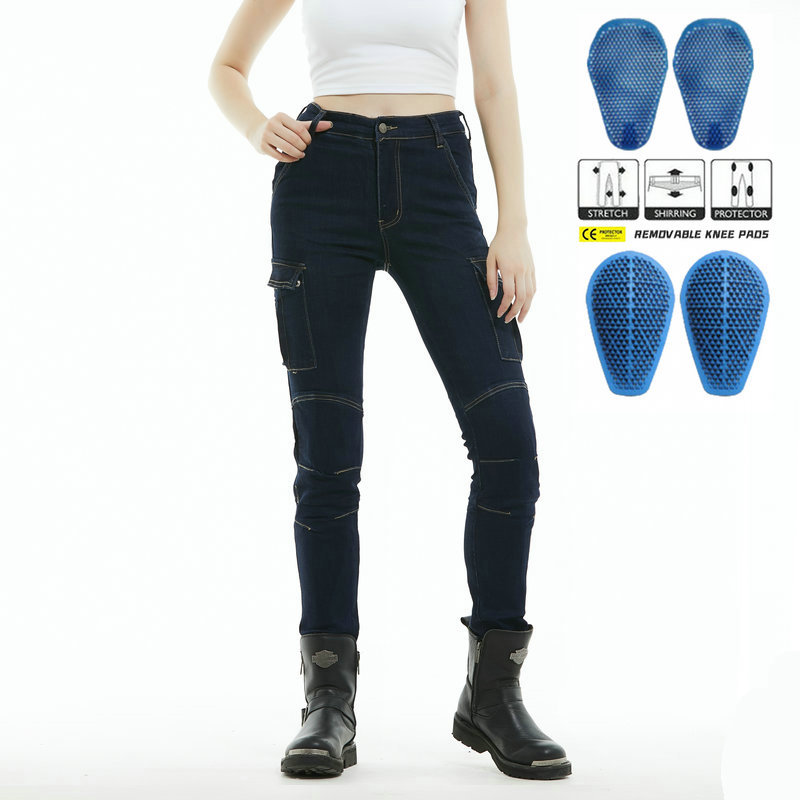 Volero motocicleta pantalones vaqueros de las mujeres Caballero casual stretch Riding resistente a la caída de la motocicleta monos de silicona equipo de protección