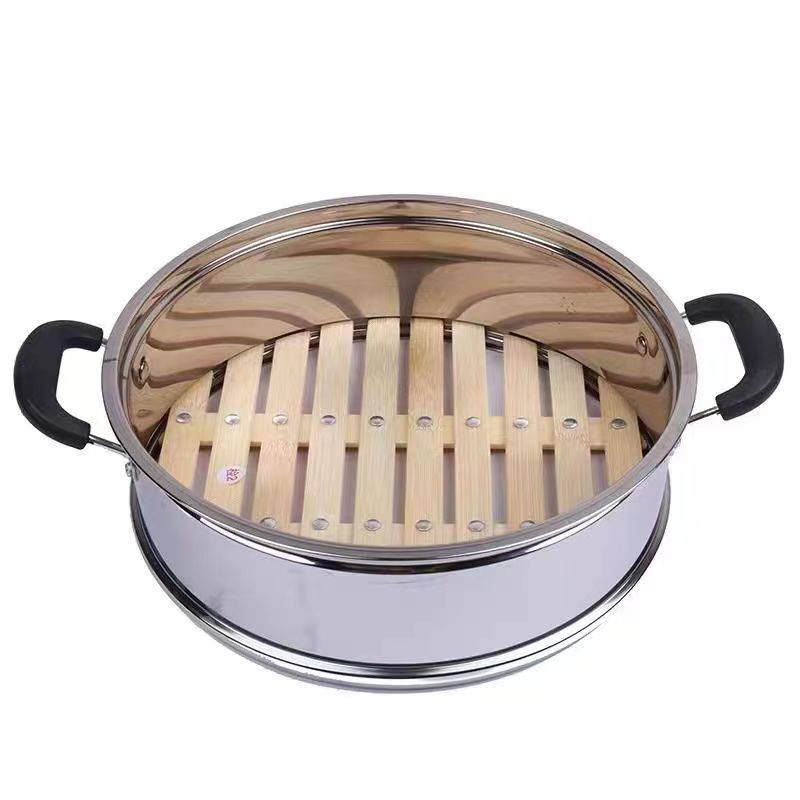 Heightened and Thickened Stainless Steel Bamboo Steamer Basket Steamer Wok Household Bamboo Steamer Steamer Grids