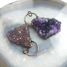 天然紫水晶簇 紫晶吊墜晶洞瑪瑙項鏈紫原石擺件項鏈石頭吊墜