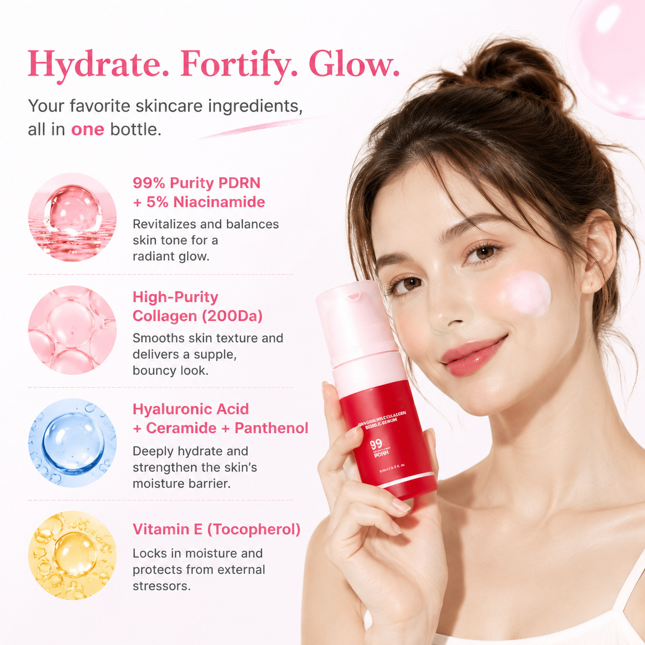 Séroum Facial de Burbujas de Colágeno PDRN Reafirmante y Nutritivo para Cuidado Facial