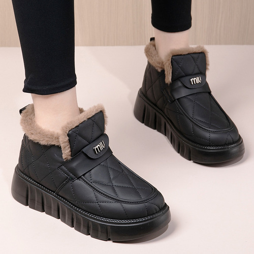 Winter New Thick Sole Waterproof Women's Cotton Shoes Comfortable Casual Fleece Lined Thick Warm Mother Snow Boots