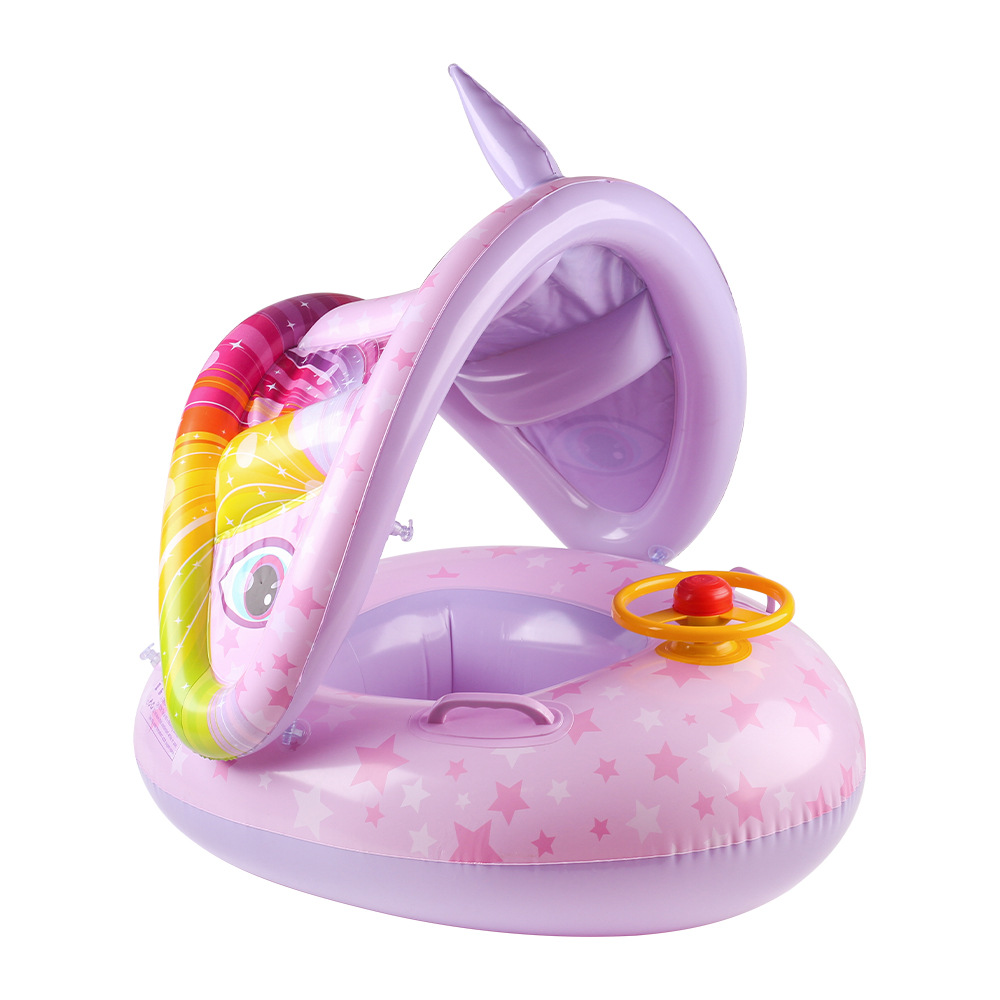 Xia Le bebé anillo de natación a prueba de sol con volante asiento de bebé barco cuerno barco hogar niños natación anillo piscina juguete