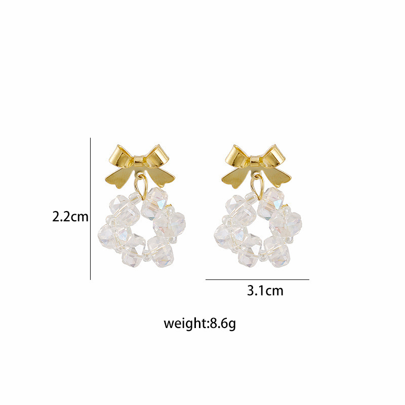 Argent Aiguille Arc Verre Perle Personnalisé Anneau Rond Oreille Anneaux display picture 1