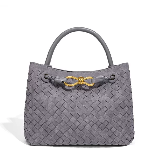 Cross-Border New Style Hand-Woven Bag with Bowknot Design and Rope Buckle, Large Capacity, Suitable for Commuting and Casual Use, Can Be Worn as a Shoulder Bag or Crossbody Bag