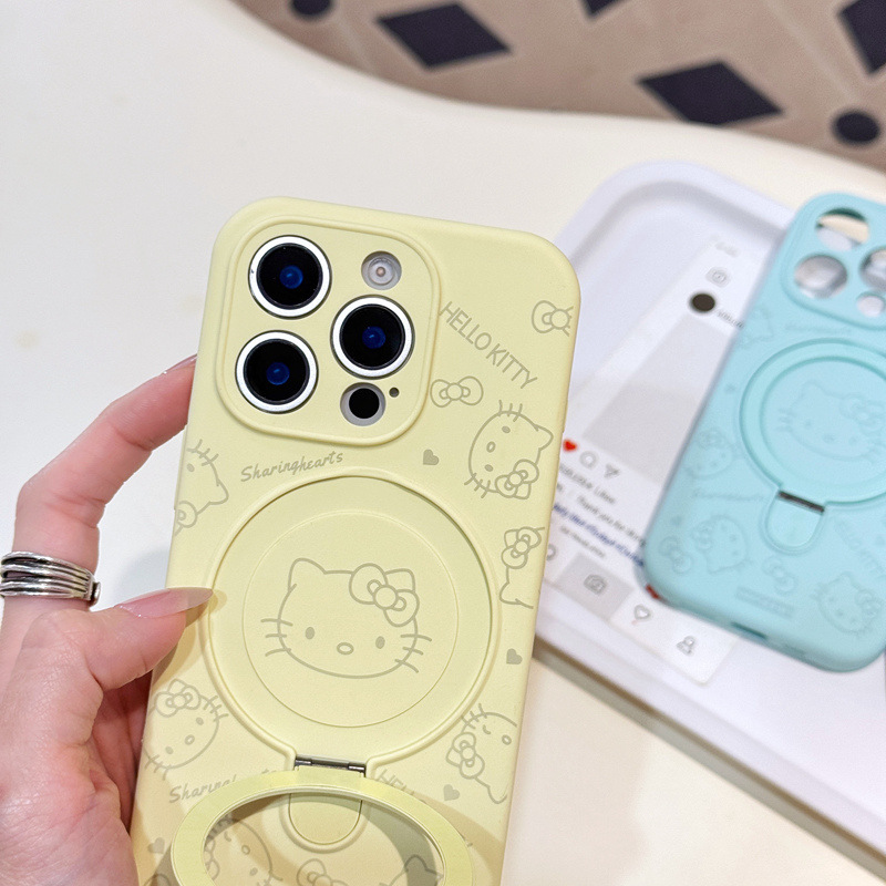 Soporte de pivote de avatar kt de dibujos animados de pantalla completa para iPhone16ProMax Apple 14 funda para teléfono móvil 15 pareja 13