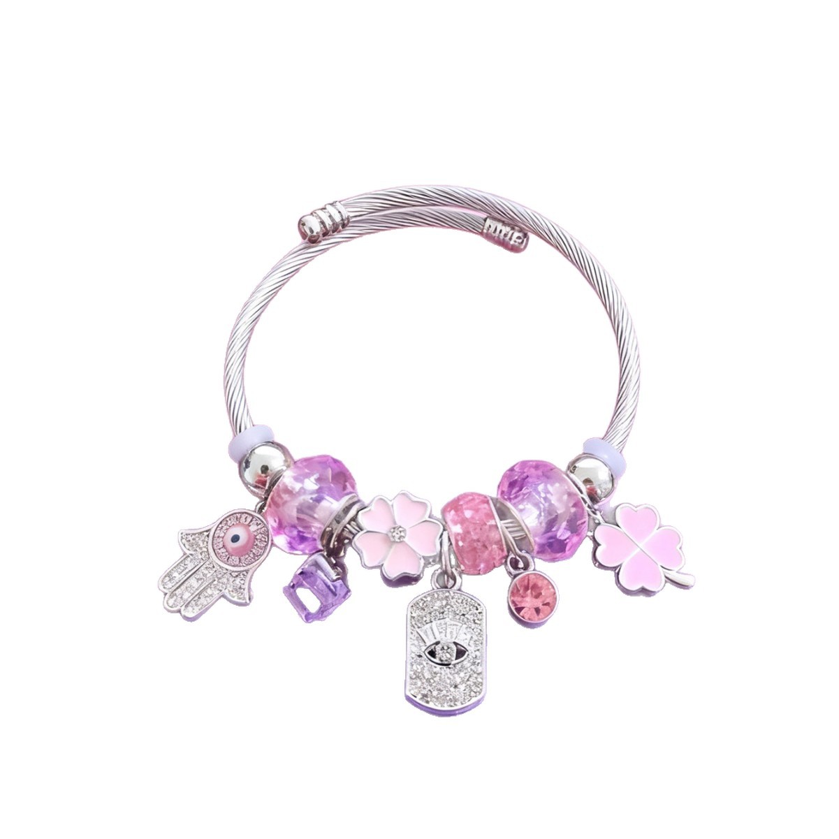 Brote transfronteriza Panjia brazalete de acero inoxidable diamante rosa aleación ojo del demonio mano de Dios joyas de tetrahedron