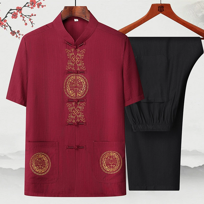 Пожилой хлопок и льняная одежда китайская летняя одежда