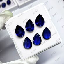 梨形皇家蓝蓝宝石裸石优化级 33号/34号合成蓝刚玉 硬度9可蜡镶