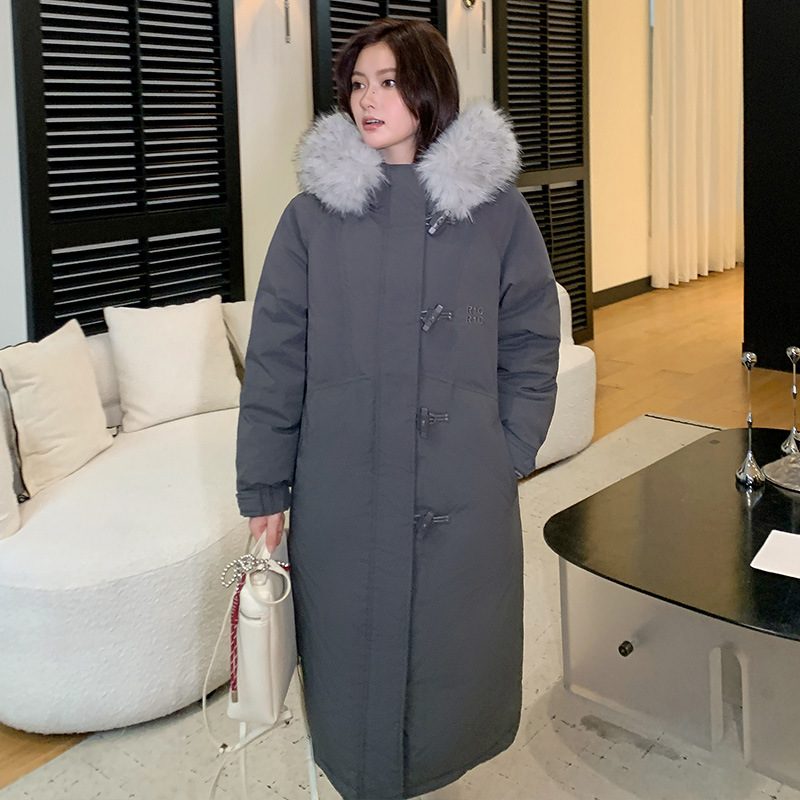 大毛领棉服女新款东大门长款羽绒棉服时尚宽松冬装加厚保暖潮外套