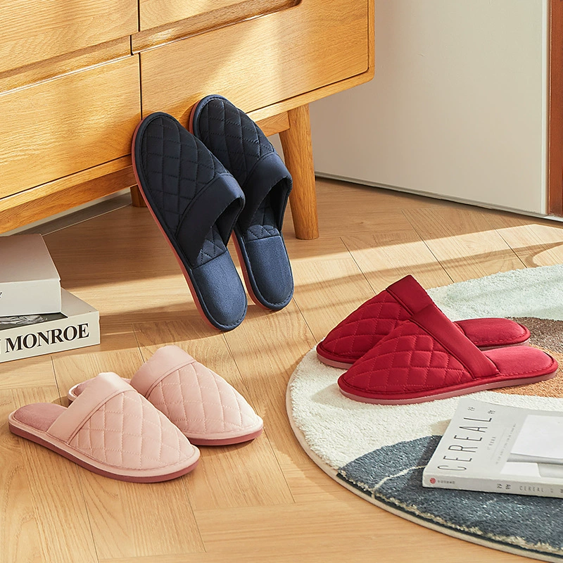 Красная пара Нескользящие домашние атласные крытые подружки невесты приданое отель розовый синий утренний халат тапочки Джокер