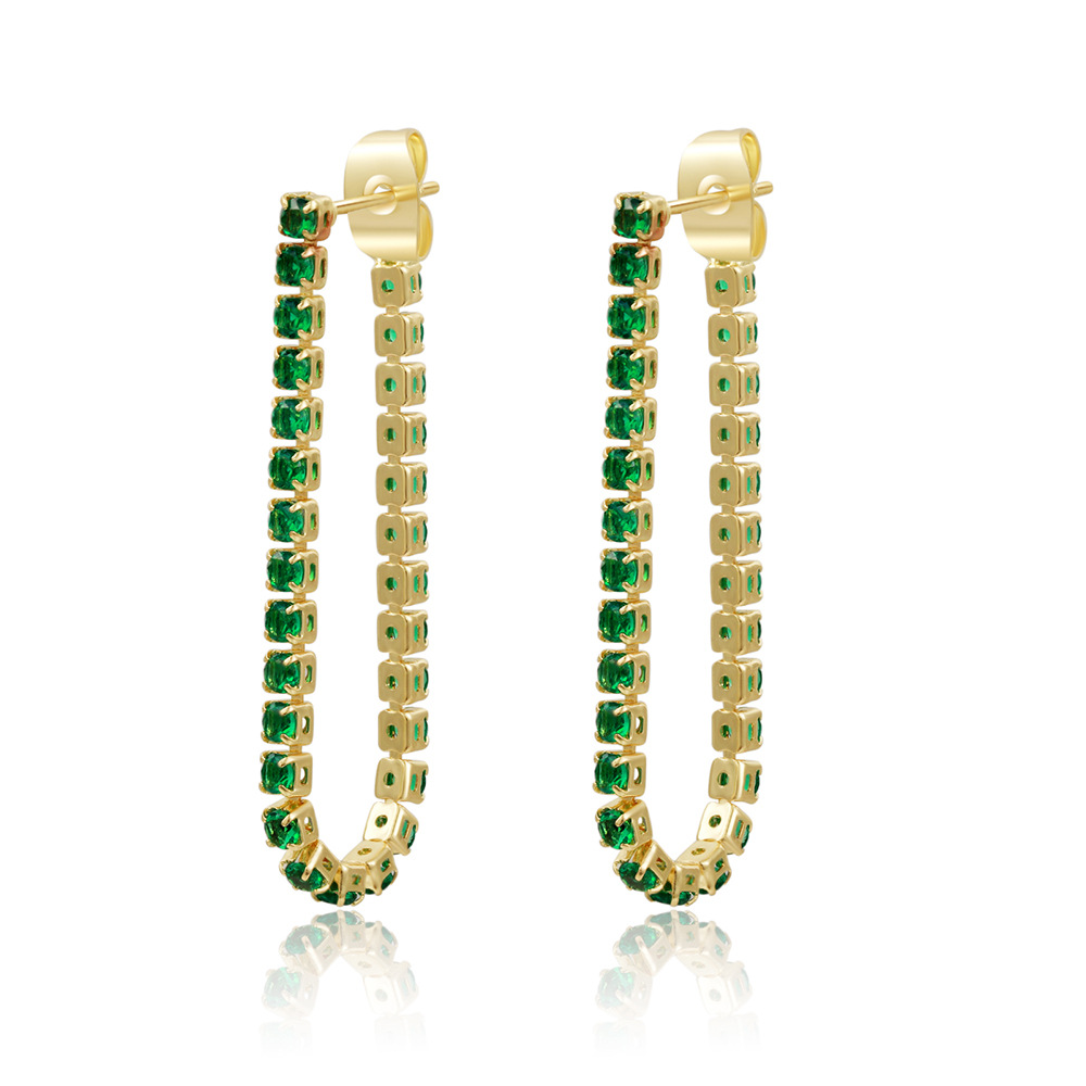 Simple Style U Shape Copper Plating Zircon Earrings 1 Pair