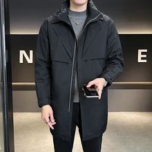 2025冬季新款羽绒服男中长款美式潮流假两件保暖派克风衣高端外套