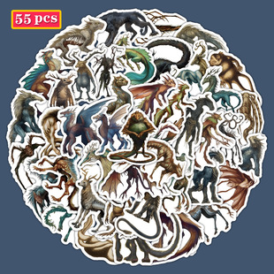 55 Cross-Border Best-Selling Weird Creature Stickers, Creative Animal Fusion Graffiti Decoration Mobile Phone Skateboard Waterproof Stickers