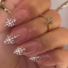 European and American gentle Instagram-style snowflake glitter French Christmas New Year wear-on nails fake nails wholesale