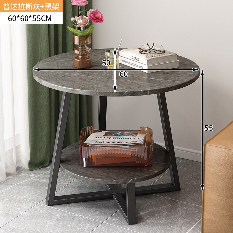 Mesa de café Luz de lujo dormitorio Mini Mesa de esquina pequeño apartamento europeo pequeña mesa redonda de doble capa sofá mesa auxiliar Internet celebridad pequeña mesa de café