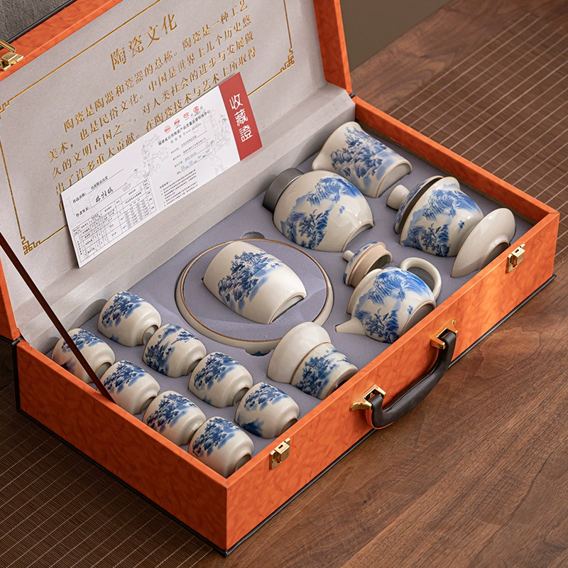 Чайный набор, элитный чайник, подарочная коробка в подарочной упаковке, новая коллекция, стиль легкая роскошь, китайский стиль