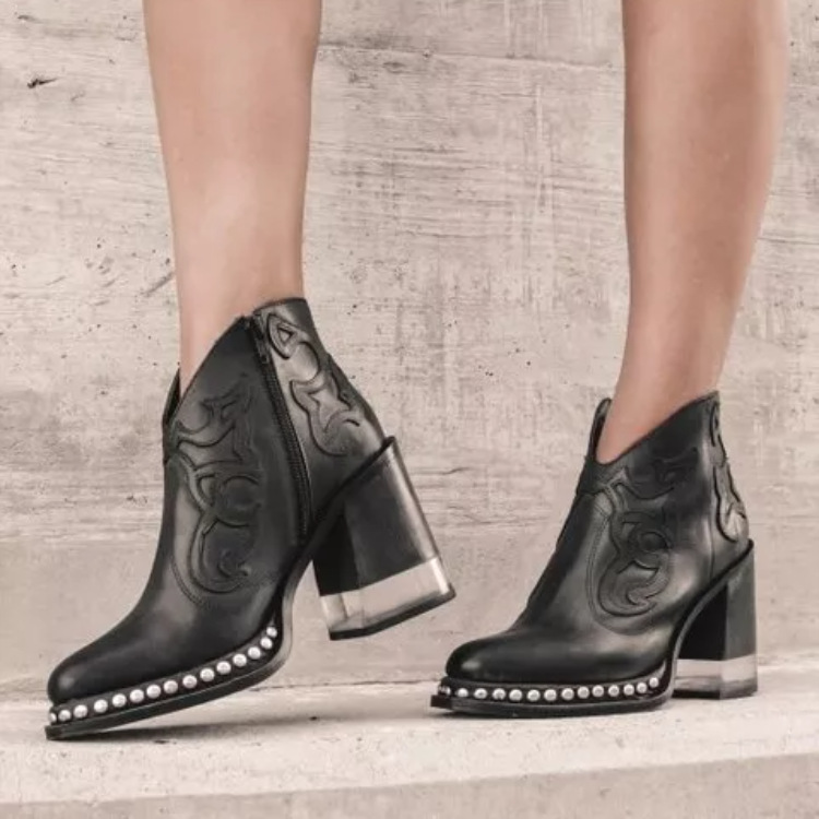 Embroidered Cowboy Boots For Women Pointed Toe Medium Heel_voghion.com