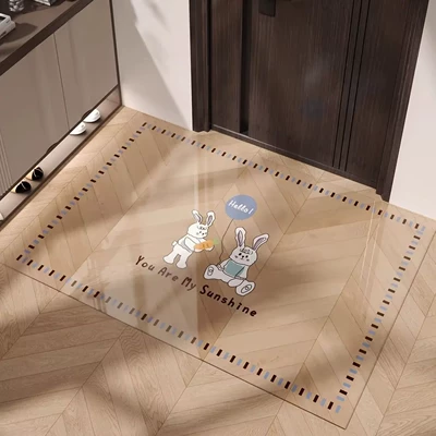 a Light Luxury and High-End Feel, Avtomobil döşəmə paspasları - macaron-rabbit-garden-soft-glass-floor-mat-6090cm