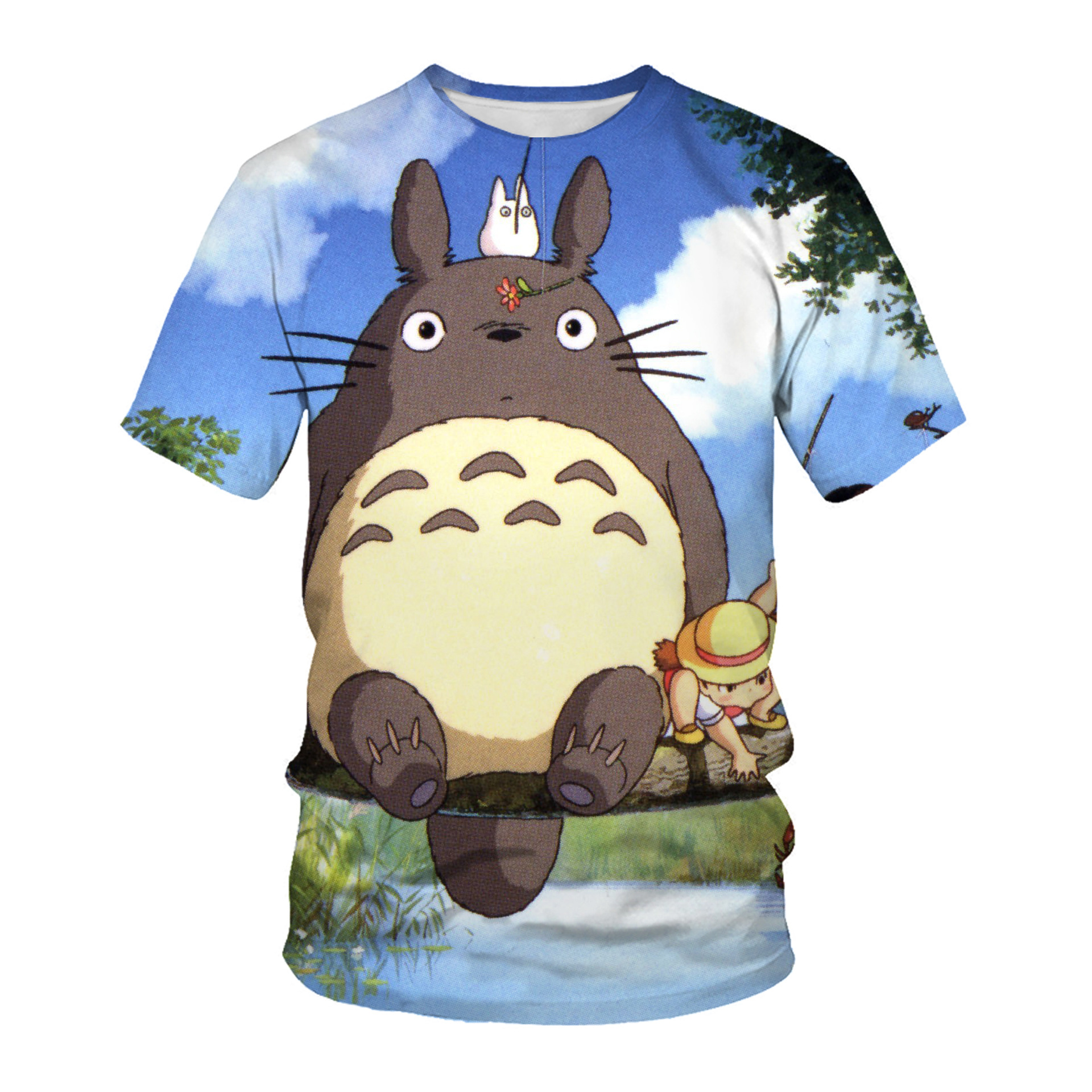 Men's summer trend cartoon T-shirt with a round collar for leisure