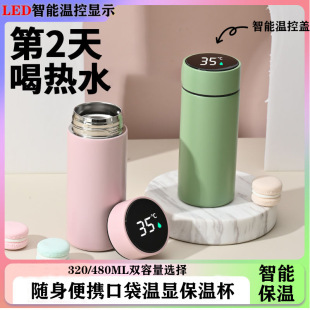 New 316 Stainless Steel Temperature Display Straight Cup Small Capacity Mini Thermos Cup Double-Layer Vacuum Compact Flap Pocket Pants Cup Water Cup
