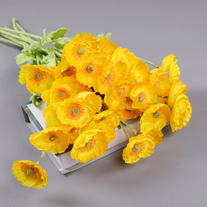 Yu Meiren imitation flower plastic flower arrangement home decoration bouquet silk flower poppy flower fake flower wedding artificial flower
