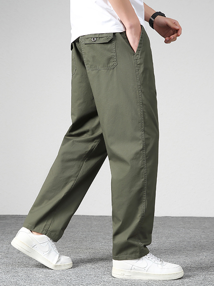 Pantalones casuales de los hombres de Zoruan pantalones de los hombres de primavera pantalones sueltos rectos de mediana edad pantalones elásticos de algodón Pantalones