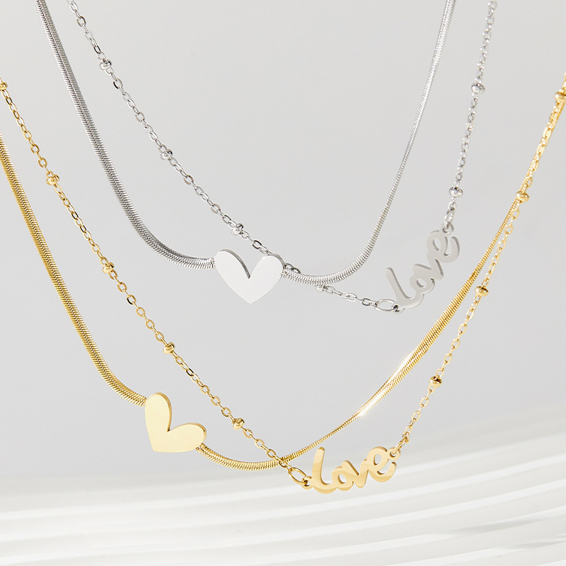 Letter, Heart Shape Pattern Women'S Gender Wholesale Jewelry Fashion Letter Heart Shape 304 Stainless Steel 16K Gold Plated White Gold Plated Gold Plated Plating Anklet