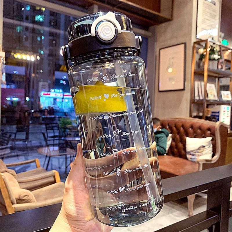 食品級超大容量耐高温ダブルドリンクストロー付きプラスチックカップ屋外旅行ハンドル携帯運動|undefined