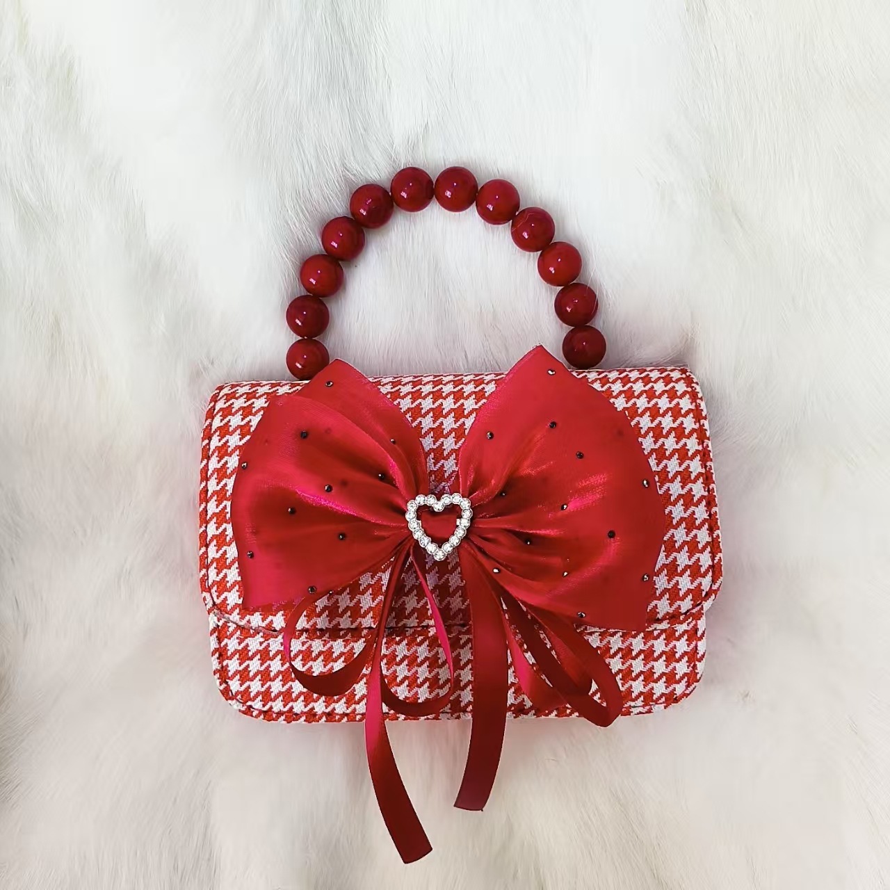 Gran arco rojo bolso de princesa bolso de perla bolso de Año Nuevo bolso de cambio accesorios cadena de hombro