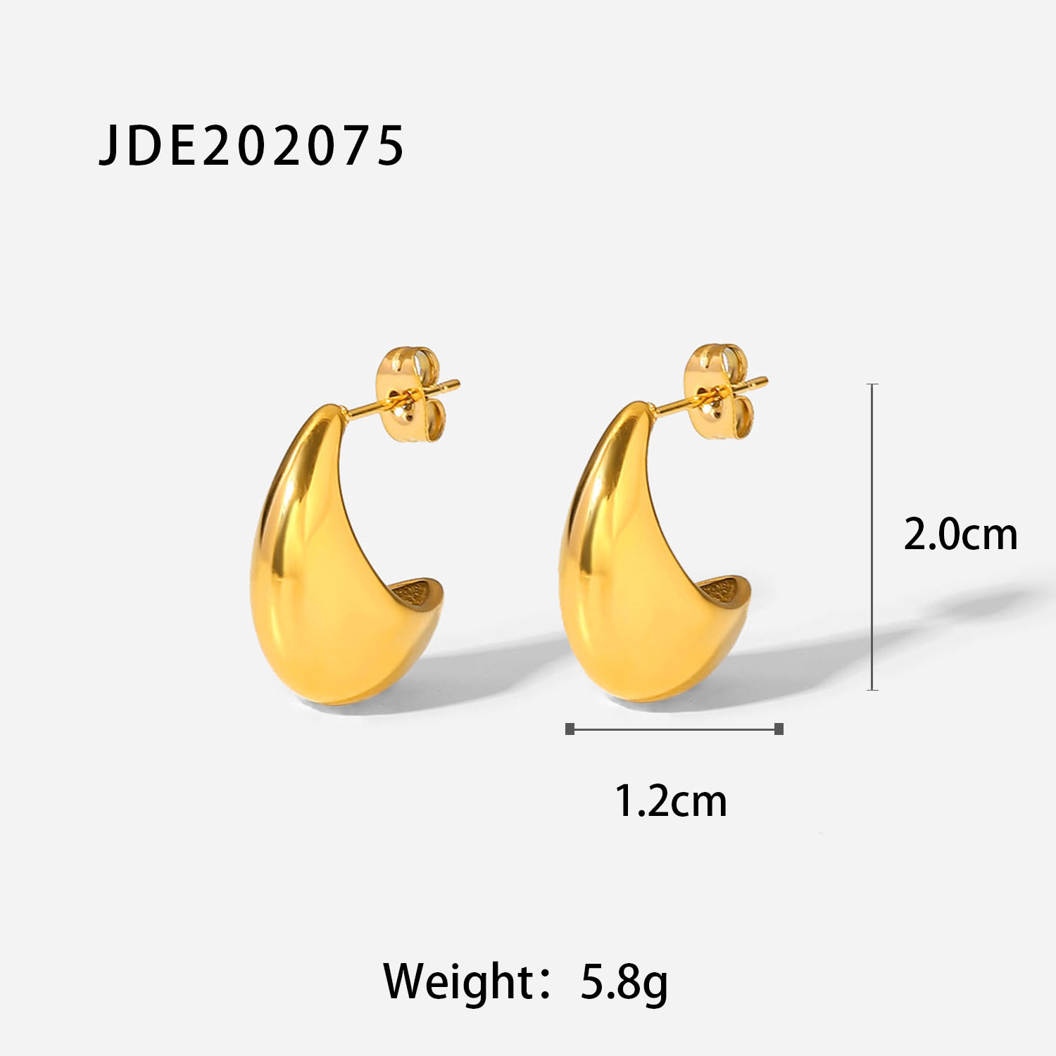 Fashion 18kpvd Gold-plated C-shaped Geometric Stainless Steel Smooth Hollow Earrings display picture 8