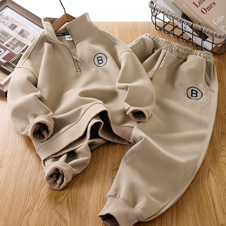 Sweatshirt Set (B) Boys — Half-Zip Pullover & Joggers, Autumn/Spring, Sizes 120–170 cm