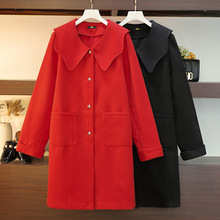 63557清仓特价 120-350斤大码女装冬季款胖mm单排扣显瘦毛呢风衣