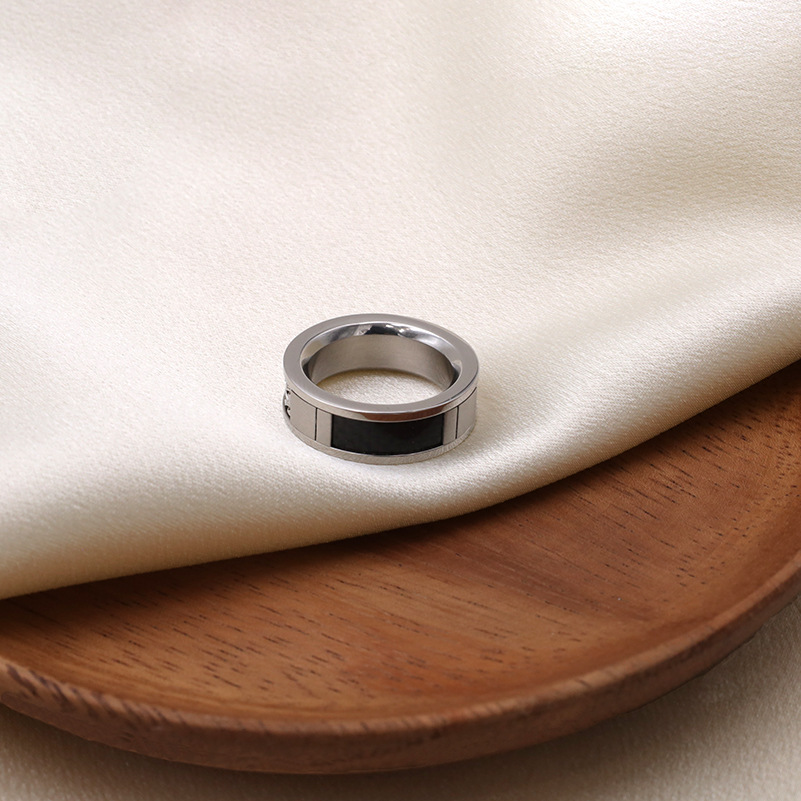 Hip Hop Silver Black Stainless Steel Men's Ring