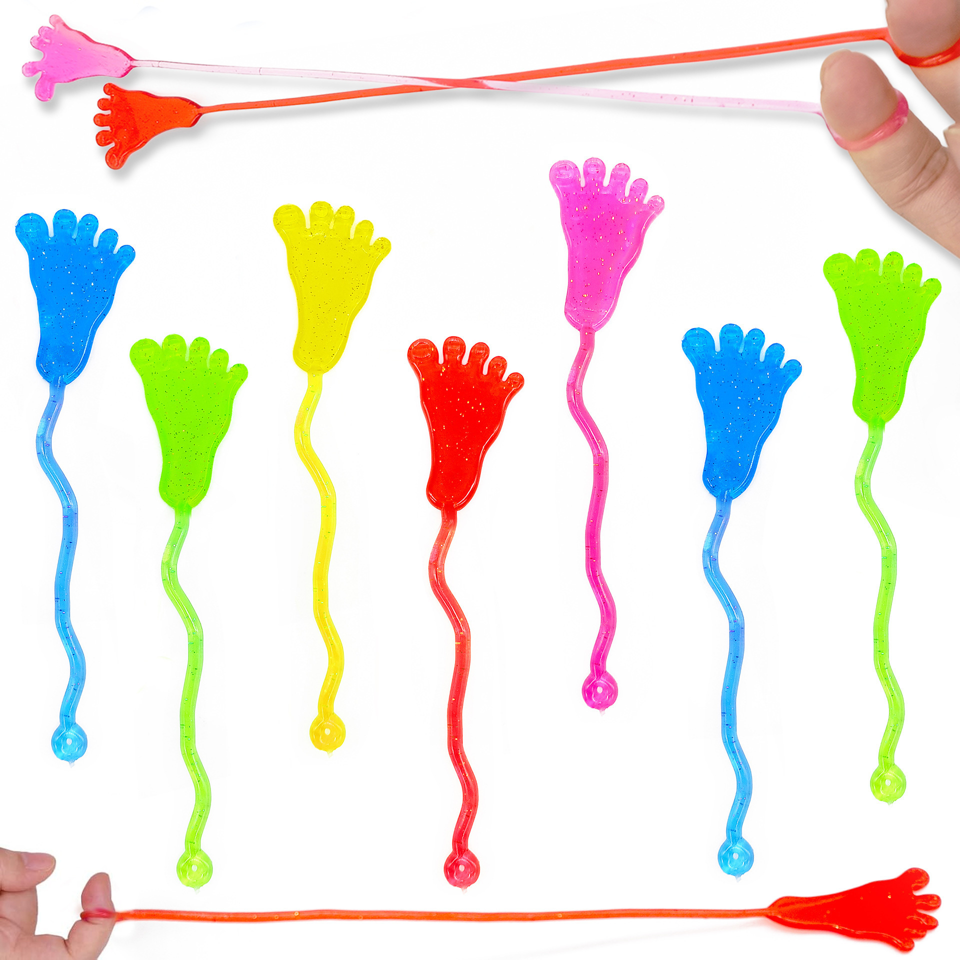 Amazon's Popular Tpr Soft Rubber Stretchable Sticky Feet with Glitter and Gold Powder for Climbing Walls, Creative Sticky Feet