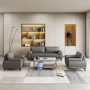 Office Sofa Simple Scandinavian Business Reception Modern Sofa Coffee Table Combination Accessible Luxury Three-Seat Sofa