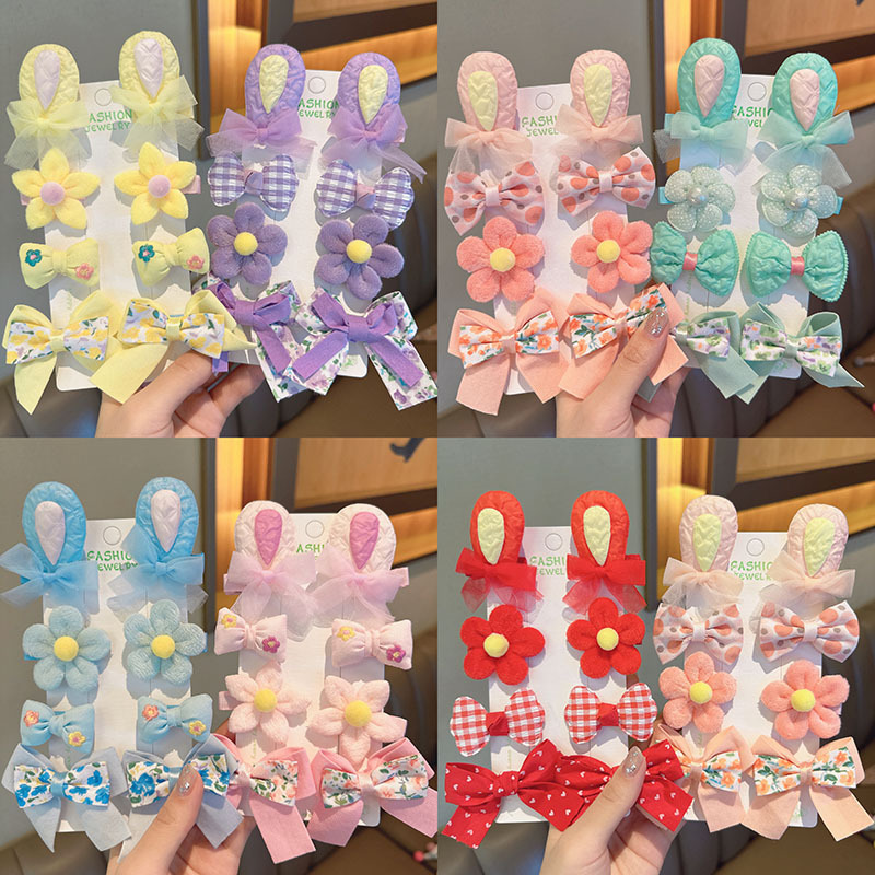 Cartoon Style Bow Knot Cloth Handmade Hair Clip 4 Pairs display picture 10