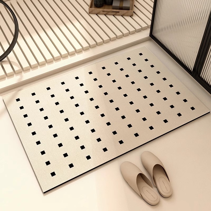 High-End Bathroom Wipeable Absorbent Floor Mat Diatom Mud Bathroom Door Quick-Drying Carpet No-Wash High-End Cream Style