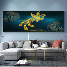 新中式孔雀凤凰现代客厅挂画沙发背景画办公室美容院卧室床头