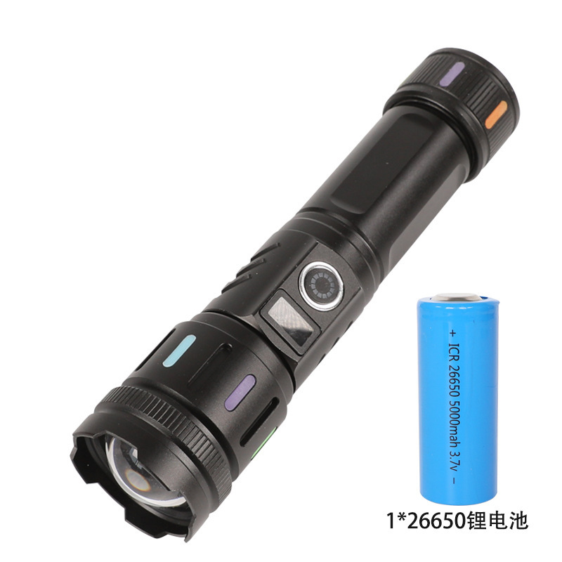 Lintera de luz al aire libre transfronteriza recargable telescópica zoom digital láser blanco tira fluorescente antorcha de luz