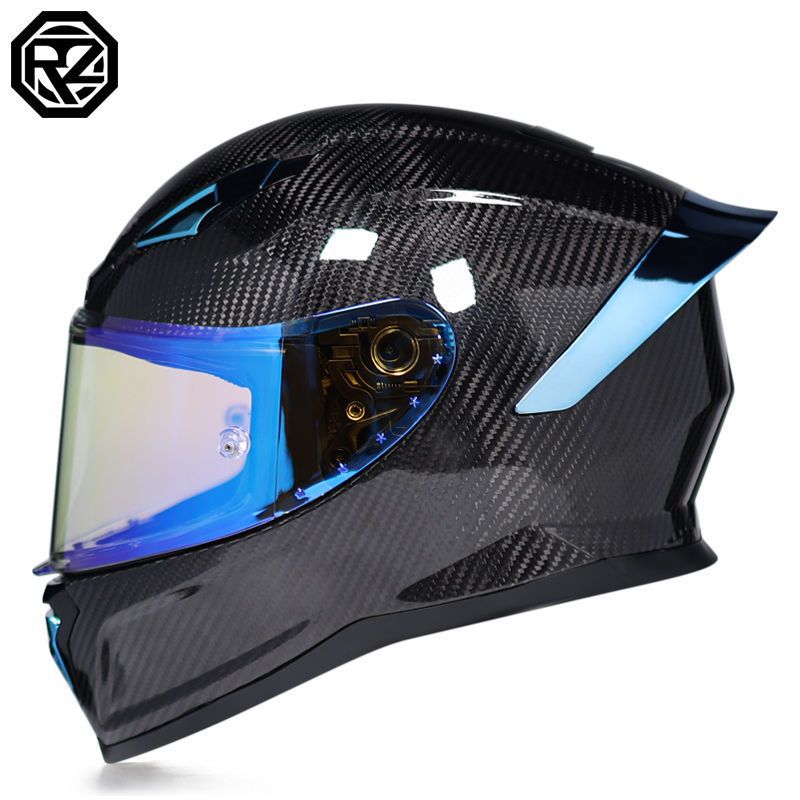 ORZ motocicleta de casco completo de fibra de carbono para hombres y mujeres