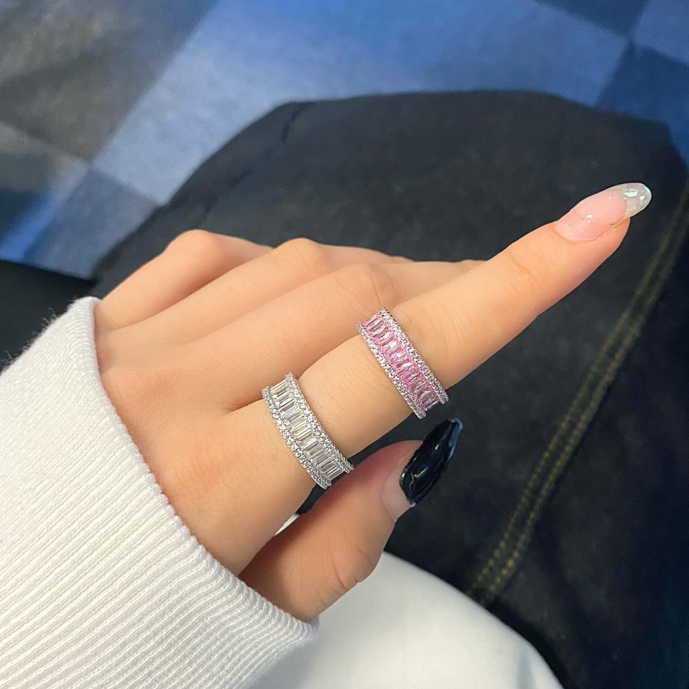 Fashion Round Sterling Silver Plating Inlay Zircon Rings 1 Piece