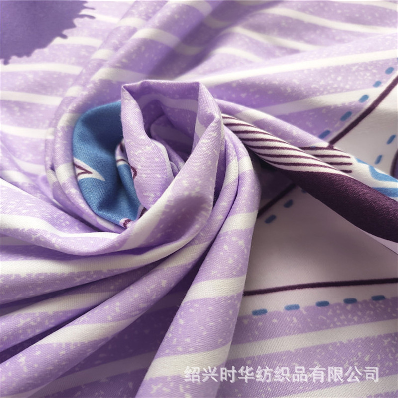 厂家供应磨毛春亚纺印花染色床品家纺面料斜纹平纹磨毛春亚纺