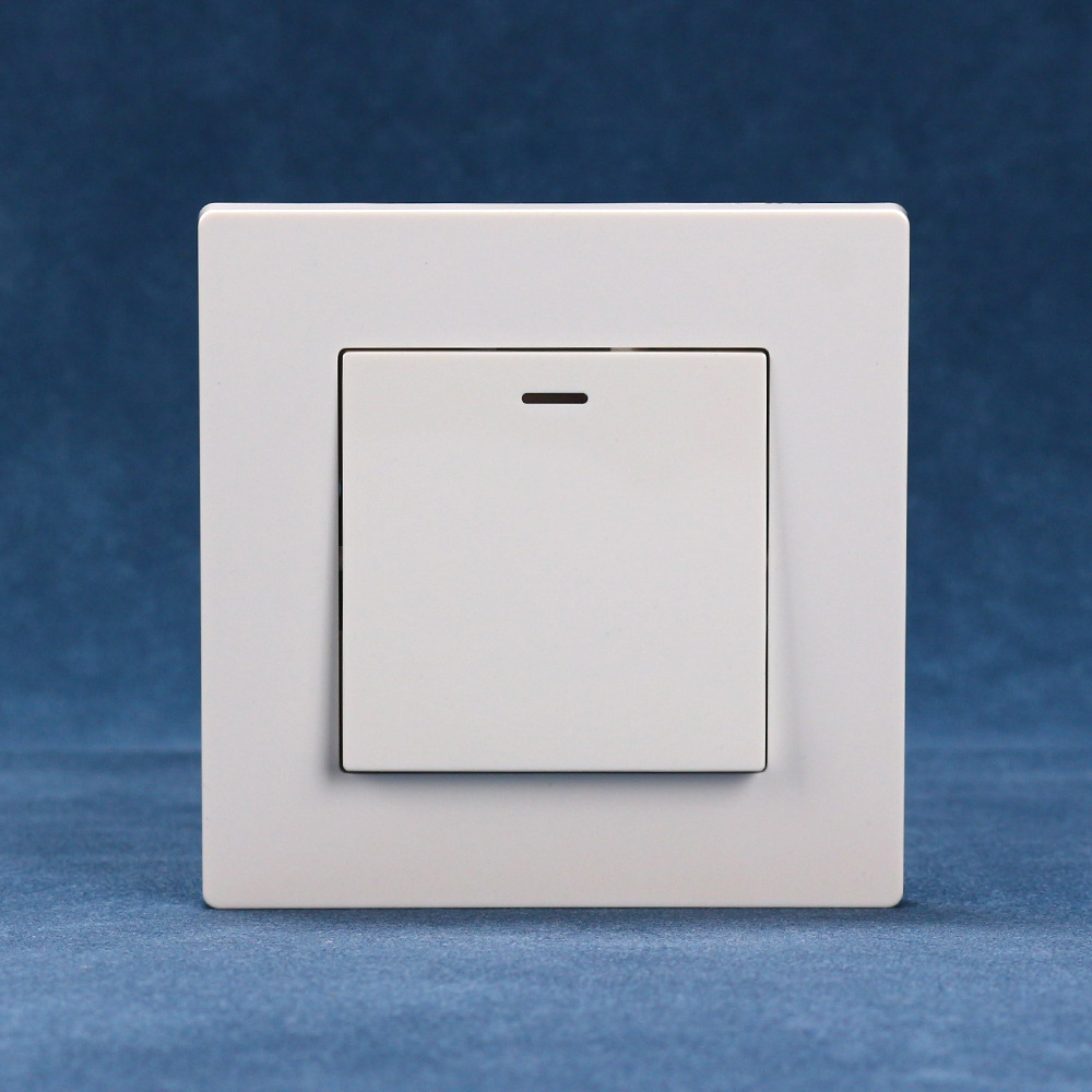 出口开关欧规欧式开关86型一开单控双控开关带led指示灯PC面板