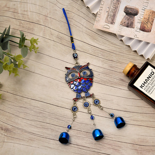Cross-border owl metal wind chime pendant garden decoration homestay balcony diy bell wind chime pendant wholesale