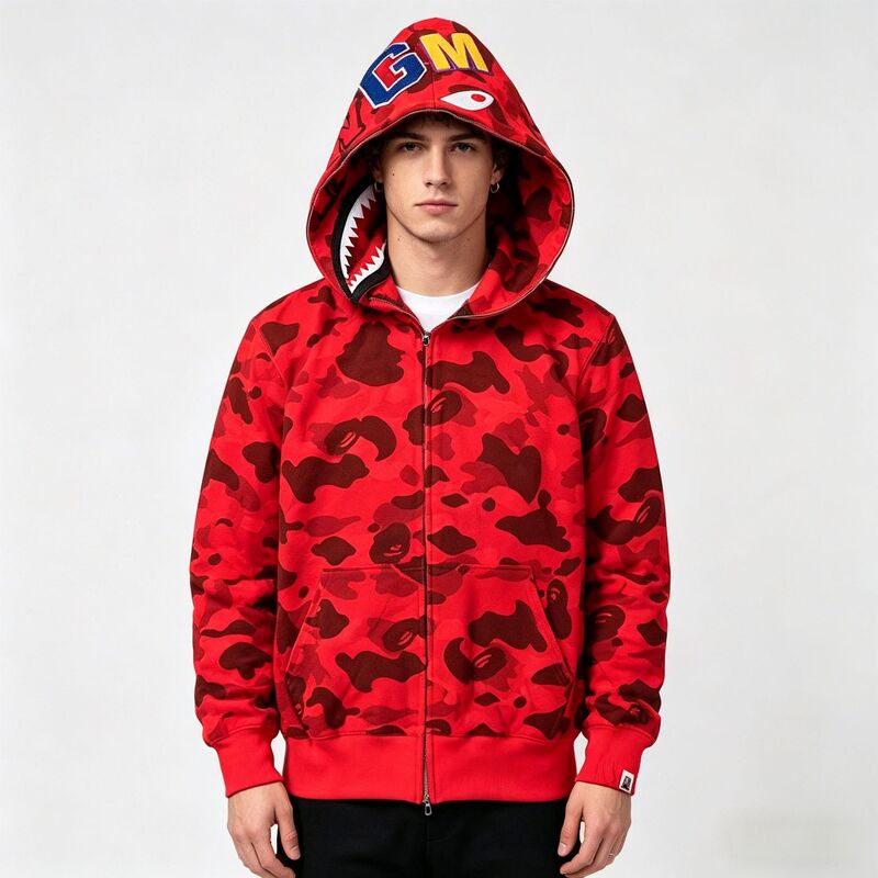 3D Digital Print Camouflage Shark Hoodie Unisex Street Casual Loose Zip-Up Jacket 3D Digital Print Camouflage Shark Hoodie Unisex Street Casual Loose Zip-Up Jacket