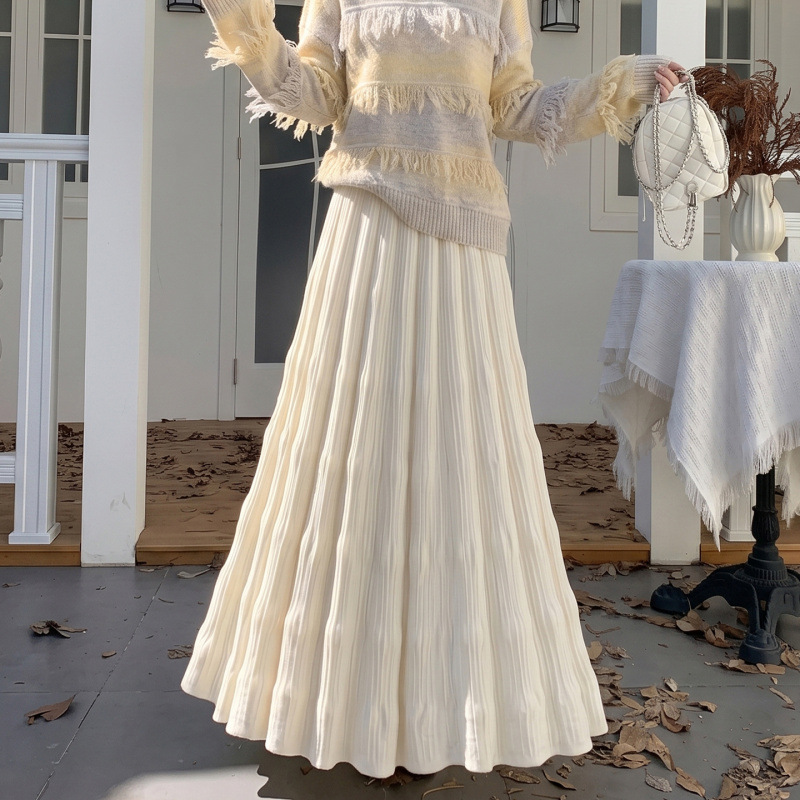 Elegant midi skirt for women, autumn/winter 2026, petite size, slimming, ruffled hem, long skirt Elegant midi skirt for women, autumn/winter 2026, petite size, slimming, ruffled hem, long skirt